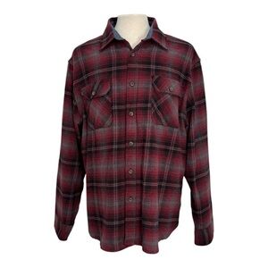 Jachs MFG Heritage Flannel Mens XXL Shirt Button-Up Red Black Plaid 100% Cotton